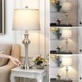 thumbnail image 4 of Cinkeda Single Table Lamp for Bedroom Living Room 28.75" Modern Silver 3 Way Dimmable Touch Control Nightstand Bedside Lamp with USB C+A Ports AC Outlet, 4 of 7