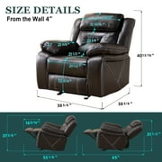 Recliner Chair,Contemporary Manual Rocker Recliner Home Theater Seating Single Sofa Couch with Reclining Rocking Function for Living Room Bedroom Guest Room Study Room Brown
