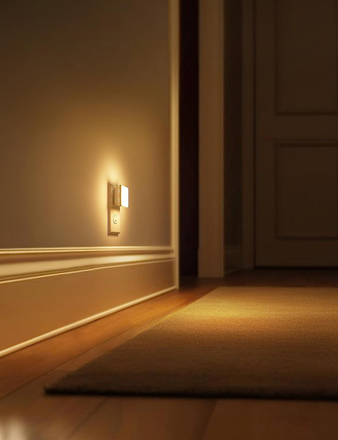Night Lights Plug into Wall 2-Pack, 0.3W Plug in Night Light, Dusk to Dawn, 3000K Soft White, Bright Nightlight Auto-On/Off, for Adults Kids Room Bedroom Bathroom Hallway Kitchen, Non-Dim