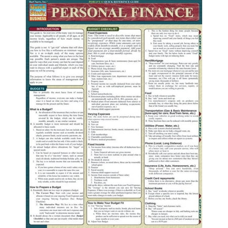 personal finance laminate reference chart walmart com