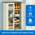 thumbnail image 6 of Dextrus 76'' Kitchen Pantry Cabinet with 2 Drawers, Tall Storage Cabinet with Glass Doors & Adjustable Shelves, Beige, 6 of 10