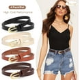 thumbnail image 3 of 3 Pack Skinny Leather Chic Belt for Women, PU Leather Thin Belt with Metal Gold Buckle for Jeans Pants Dress, 3 of 7