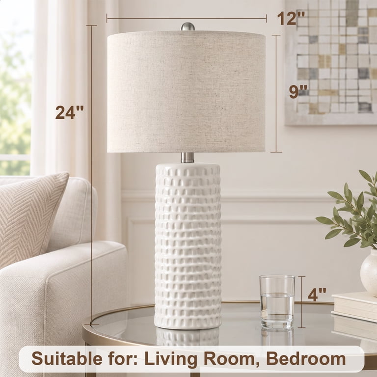 Oneach 24.5 in White Ceramic Table Lamps Set of 2 photo 3