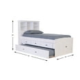 thumbnail image 3 of OS Home and Office Furniture Model 80220K3-22 Solid Pine Twin Captains Bookcase Bed with 3 spacious under bed drawers and a Twin Sized Trundle in Casual White, 3 of 7