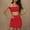 Red, variant on Women 2 Piece Summer Solid Matching Skirt Set, Spaghetti Strap Ruched Crop Cami Top High Waist Bodycon Mini Skirt Casual Tracksuit Green XL(XL)