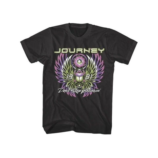 Camiseta para hombre "Don't Stop Believin'" de 1981, estilo audaz. Cuello redondo informal de algodón con estampado gráfico de alas vibrantes. Corte cómodo para todo el año. Ropa informal. Camiseta re