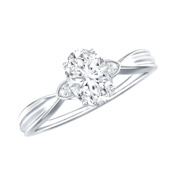 Rosec Jewels Certified Lab Diamond Oval Engagement Ring 1 Carat - 6x8 mm - EF-VS Quality, 925 Sterling Silver, US 4.00