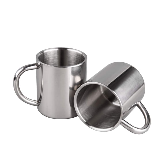 Unbreakable Mugs for Kids Double Walled Camping Coffee Mugs 7.5oz/220ml Stainless Steel Mug with Handle, Set of 2
