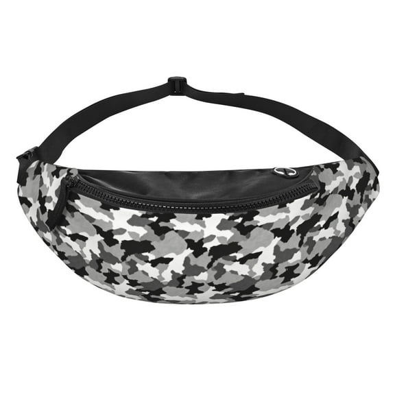 Women Men Gray Camouflage Crossbody Fanny Waist Bag Pack Belt Bag for Travel Hiking
