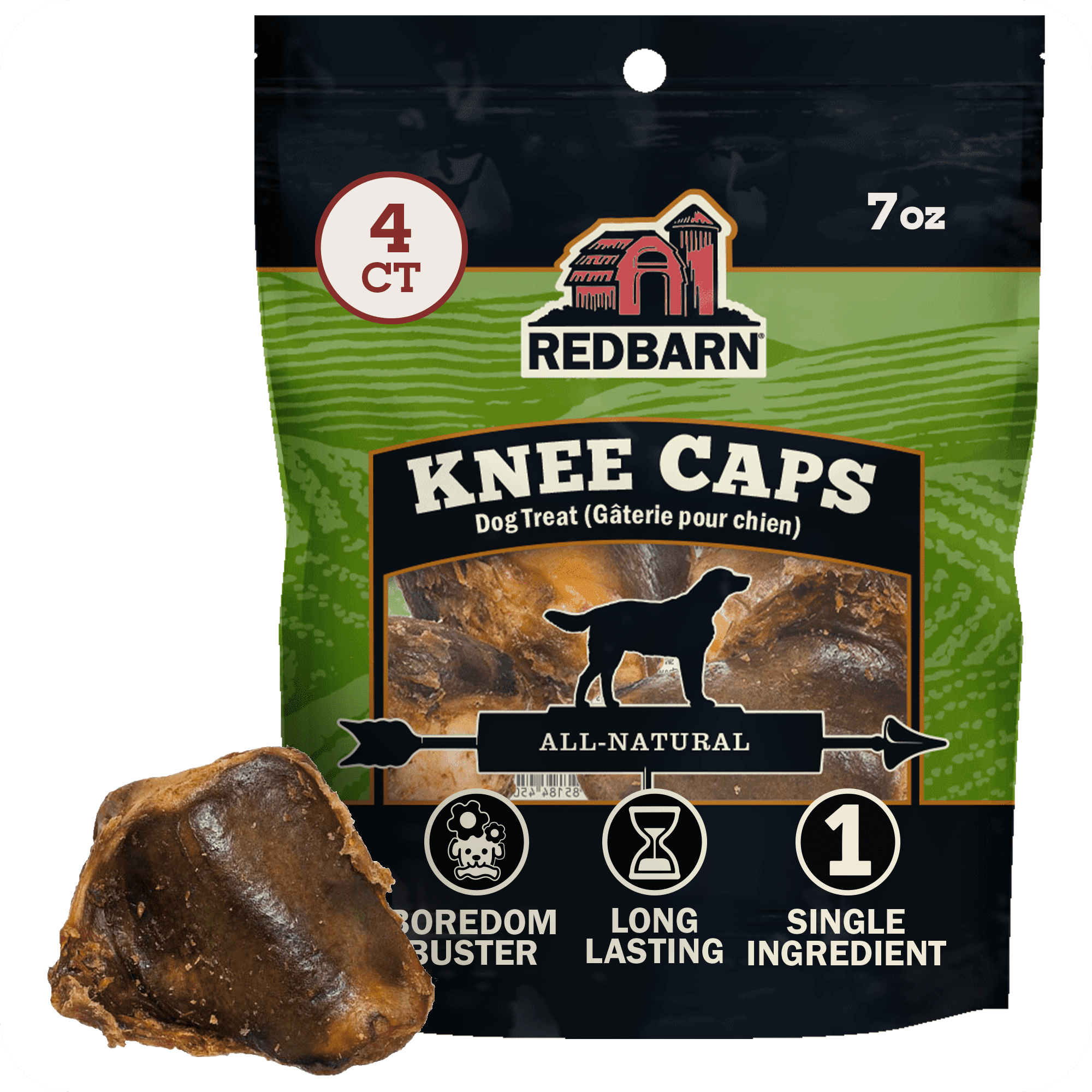Redbarn Beef Knee Caps, 100% Natural, Single-Ingredient Dog Chew, 4 Count