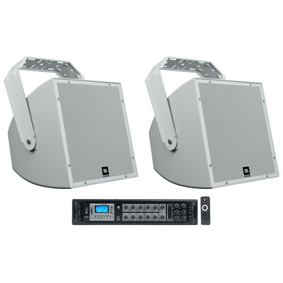 (2) JBL AWC129 12" 200w Indoor/Outdoor 70V Commercial Speakers   Amplifier