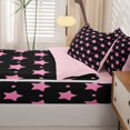 thumbnail image 5 of Manfei Twinkling Stars Print Polka Dot Zipper Full Size Comforter Sets with Fitted Sheet and 2 Pillowcases,Cute Cartoon Themed Zipper Bedding Set,Black Pink,Pink Reversible,4pcs, 5 of 8