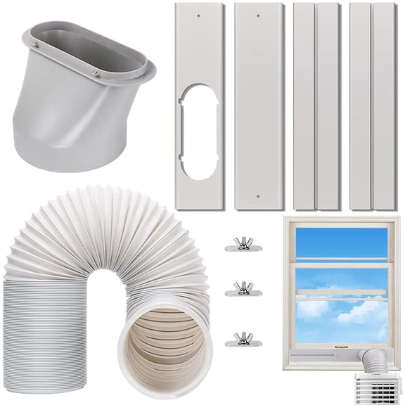 Portable Air Conditioner Window Vent Kit, Adjustable Window Seal with 5.9 Inch Diameter, 78.7 Inch Length Exhaust Hose for A/C Unit Universal for Sliding Horizontal or Vertical Window