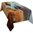 thumbnail image 2 of Mountain Rectangle/Square/Round Waterproof Tablecloths 60x120 inch Modern Landscape Oil Painting Abstract Art Polyester Table Cloth Table Cover Tabletop Decorations for Wedding Party Dinner, 2 of 6