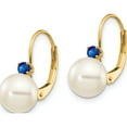 thumbnail image 2 of 14K Yellow Gold 7-7.5mm White Round Fw Cultured Pearl Sapphire Leverback Earrings (16 X 7) Made In United States xlb70s/pl, 2 of 5