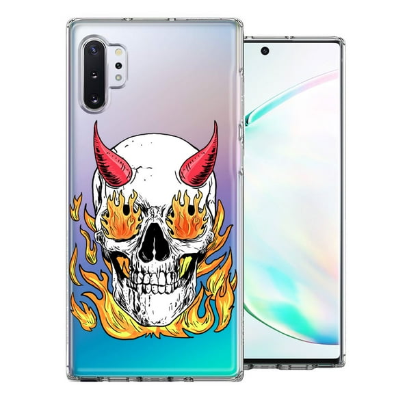 MUNDAZE For Samsung Galaxy Note 10 Flamming Devil Skull Design Double Layer Phone Case Cover