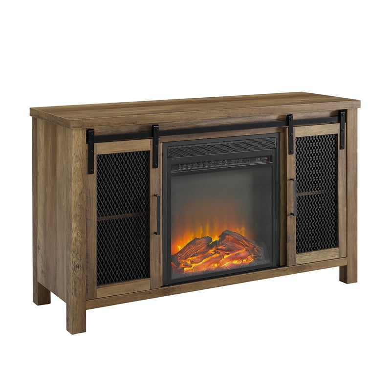 48 inch Rustic Farmhouse Fireplace TV Stand Reclaimed Barnwood