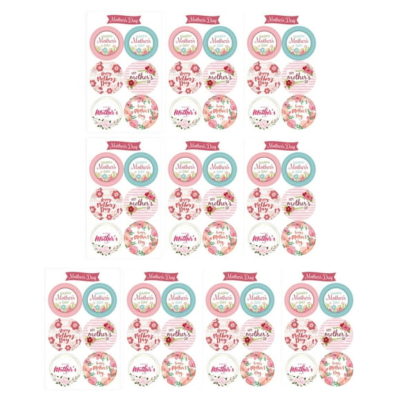 60 pegatinas para el Día de la Madre, etiquetas de sellado para álbumes de recortes, bolsas de venta Redondo 4cmx4cm