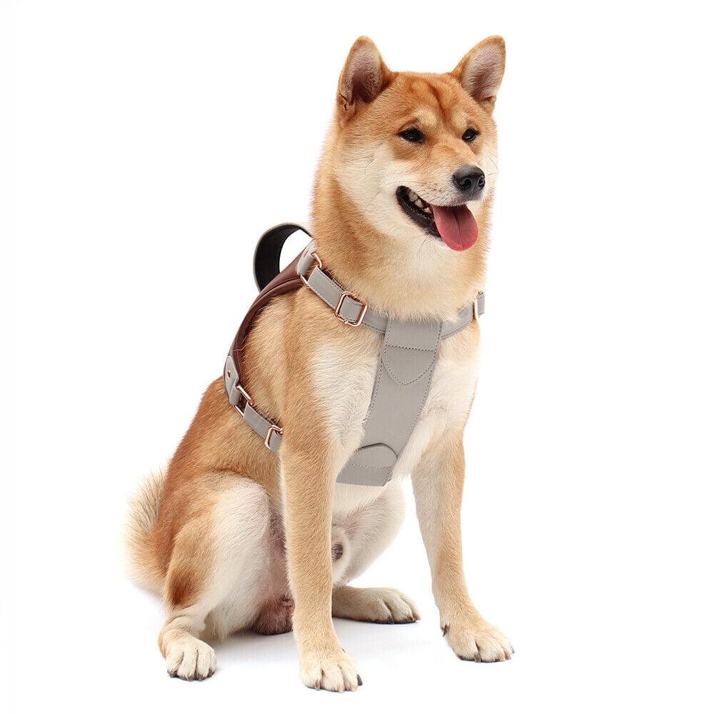 Pet Artist PU Leather Dog Harness with Handle No Pull Soft Padded Vest Adjustable Medium Large
