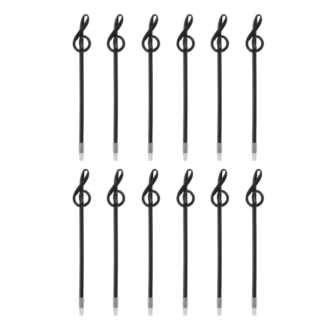 12pcs Rollerball Pens 1.0mm, Musical Note Ball Point Pens Black Liquid Gel Ink Music Novelty Smooth Writing for Home Office Gifts, Black