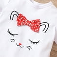 thumbnail image 5 of Xudanell Toddler Girl Clothes Cat Print Cotton Ruffle Short Sleeve Polka Dot Shorts Clothes for Girls White 5-6 Years, 5 of 8