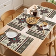 thumbnail image 5 of Brown Southwest Placemats Set of 6 Ethnic Boho Tribal Vintage Geometric Place Mats Indoor Wipeable Table Mats Washable Cloth Dining Table Placemats for Kitchen Holiday Party Home Decor 13x19 Inch, 5 of 9