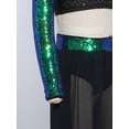 thumbnail image 6 of SiiRoh Girls Modern Jazz Dance Performance Set Sequins Crop Top and Chiffon Wide-Leg Side Slit Pants Green 16, 6 of 7