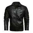 thumbnail image 2 of Lovskoo 2024 Men's Faux Leather Motorcycle Jacket Casual Fashion Motorcycle Leather Winter Racing Suit Top Zipper Stand-Up Collar Jacket Coats S-3Xl Black, 2 of 9