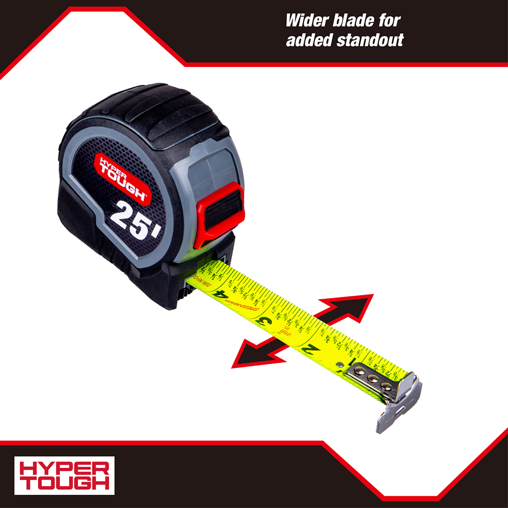 Hyper Tough 25 Ft. Wide Blade Steel Tape Measure photo 7