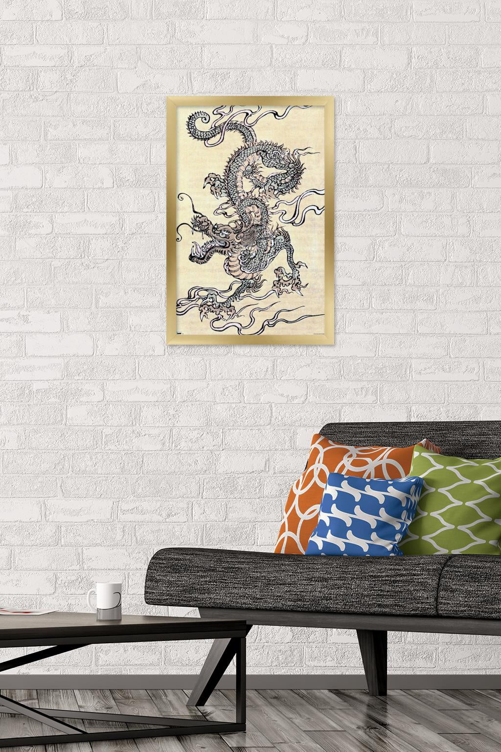 Japanese Dragon Wall Poster, 14.725" x 22.375" Framed