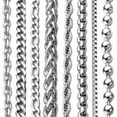 thumbnail image 3 of 5pcs Men Womens Stainless Steel Silver Twist Curb Link Chain Necklace 2-9mm, 3 of 9