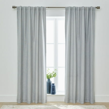 Better Homes & Gardens Linen Blend Curtain, Single Panel, Soft Silver, 50" W x 95" L