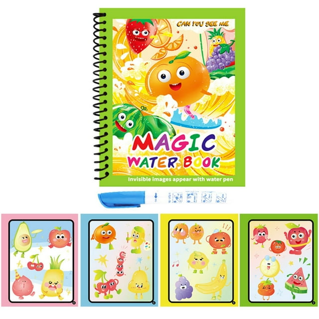 BotaniNest Livre de Dessin à l'Eau pour Enfants Réutilisable Casse-Tête de Maternelle Livre de Coloriage Bébé Livre d'Images à l'Eau à Répétition
