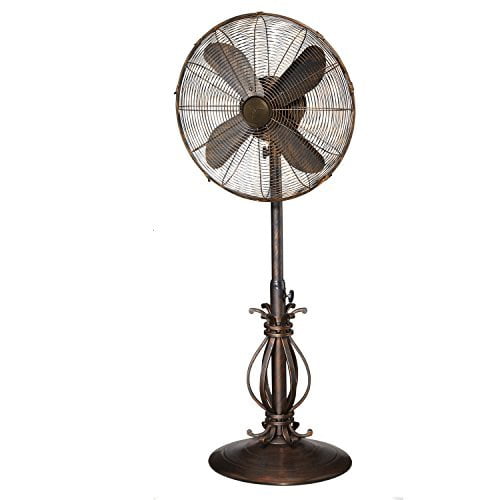 Oscillating YourHome Metal Floor Fan Adjustable Height Copper Four Blade Design for Home and Office 3 Speed Settings