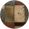 thumbnail image 1 of homeroots home decor 387971 8’ Round Beige and Brown Floral Block Pattern Area Rug, 1 of 1