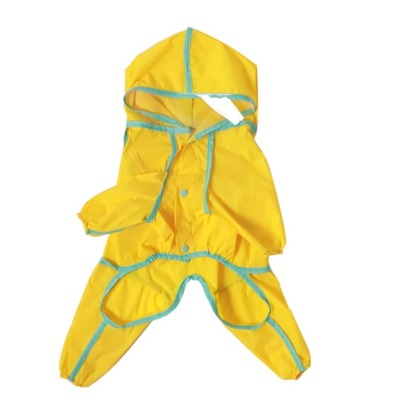 Milisten 1Pc Adjustable Yellow Dog Raincoat, Lightweight Hooded Pet Rain Jacket with Reflective Strips for Outdoor Walks