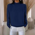 thumbnail image 5 of Sweaters for Women Knitted Crew Neck Long Sleeve Comfy Sweater Casual Trendy Dressy Wear Tops Outdoor Fall Pullover Royal Blue M, 5 of 6