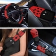 thumbnail image 3 of Uorisanigo Cute Ladybird Car Seat Cover Full Set of 18 Pack with Steering Wheel Cover Seatbelt Shoulder Pad Center Console Pad Cup Coasters Headrest Covers Lever Stick Knob Covers for Most Cars, 3 of 7
