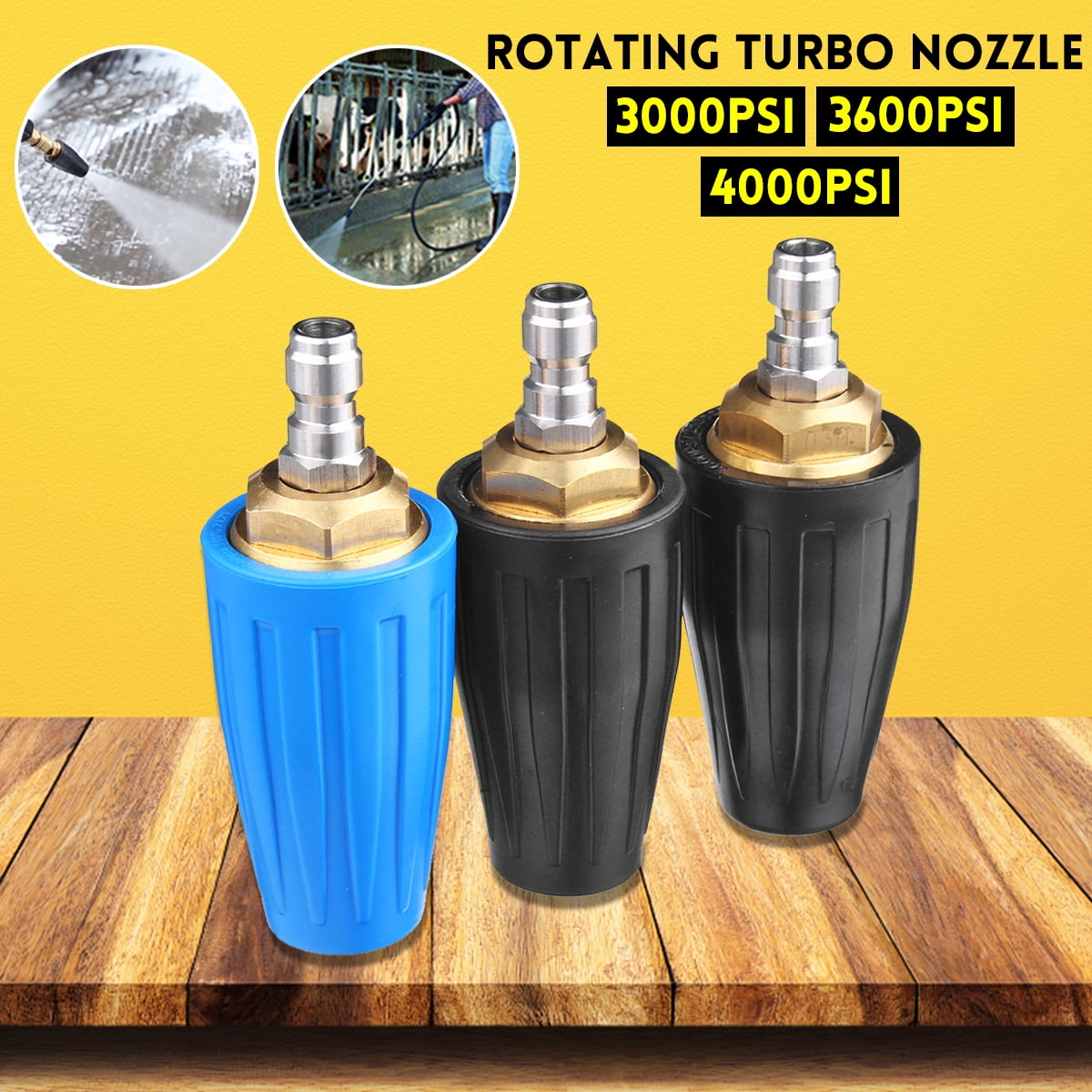 1//4/'/' 7mm Quick Connect Washer Clean Spray Rotating Turbo Nozzle Tip 3000 PSI