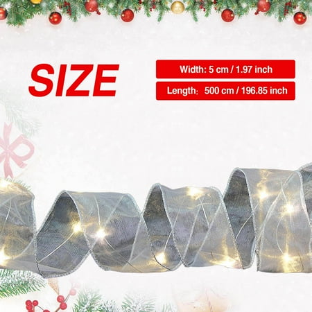 

Christmas Ribbon Fairy Lights Christmas LED Lights Double Ribbon String Lights Christmas Tree Decoration Glowing Ribbon Pendant