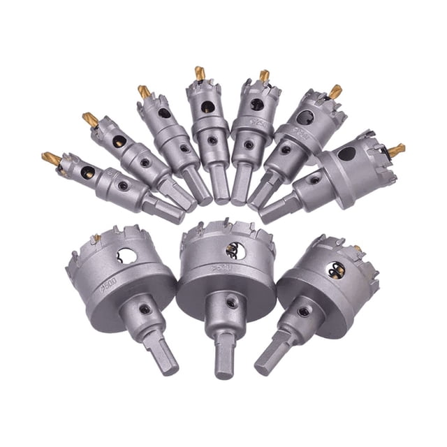 10 Brocas 16-53mm Metal Acero Inoxi Hierro Carburo Plata