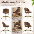 thumbnail image 3 of Ktaxon Office Desk Chair Adjustable Bronzing Cloth Fabric Computer Task Chair Small Rolling Vanity Stool with Wheels for Study Make-up Dressing Room Brown, 3 of 9
