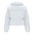 thumbnail image 3 of Black and Friday Clothing Sales Idoravan Women's Quilted Puffer Coat,Fashion Women Zipper Pocket Coat Long Jacket Winter Long Sleeve Down Cotton White S, 3 of 7