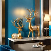 Moocorvic 2Pcs Gold Resin Reindeer Figurines Christmas Table Decorations, Sitting & Standing Deer Statues for Living Room, Bedroom, Christmas Gifs