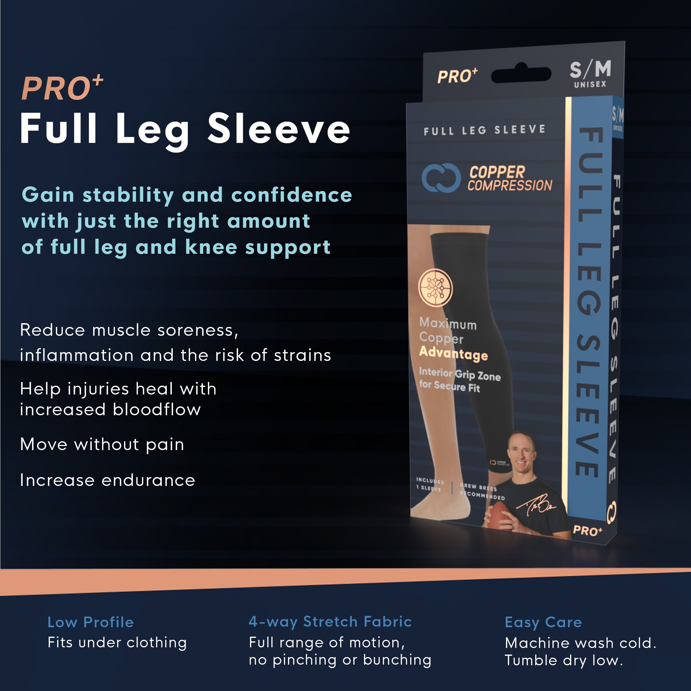 Copper Joe Compression Full Leg Sleeve - Guaranteed Highest Copper