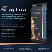 Copper Compression PRO+ Performance Leg Sleeve S-M: Targeted Compression for Pain Relief from Shin Splints and Sore Muscles and Peak Performance for Running, Basketball, Football. Fits men and women.
