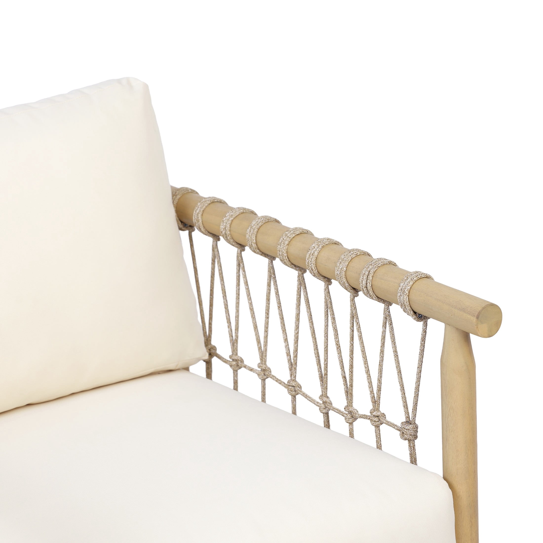 Christopher Knight Home 3-Piece Wood Outdoor Sofa Set with Cushions, 4 Seats, Light Teak+Cream