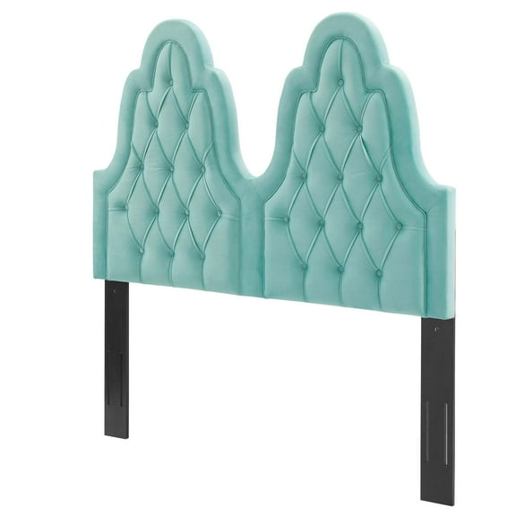 Tufted Headboard, Twin Size, Velvet, Blue, Modern Contemporary Urban Design, Bedroom Master Guest Suite