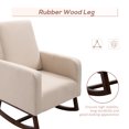 thumbnail image 6 of HOMCOM Accent Lounge Rocking Chair with Solid Curved Wood Base and Linen Padded Seat, Cream White, 6 of 9