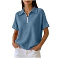 thumbnail image 2 of Otntypg Women's Quarter Zip Short Sleeve Tops Lightweight Casual Waffle Knit Collared Golf Shirts Loose Fit Dressy Textured Pullover Blouse, 2 of 8